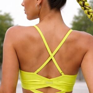 Lululemon Green Wrap Front Sports Bra Yoga Athletic Top Women